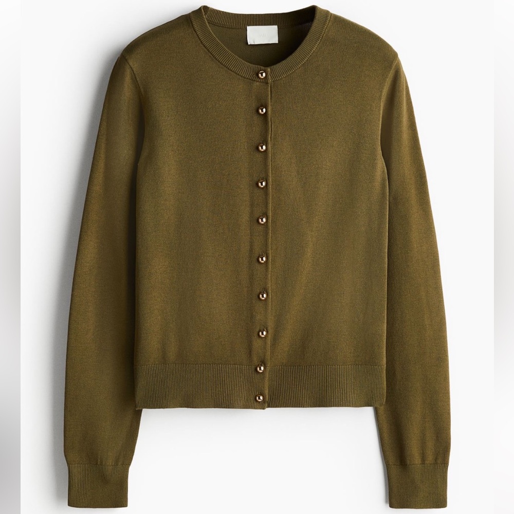 H&M knit cardigan olive green